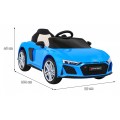Audi R8 ZVEDACÍ baterie do auta modrá + dálkové ovládání EVA kola + MP3 + LED