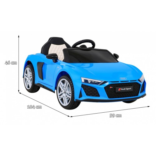 Audi R8 ZVEDACÍ baterie do auta modrá + dálkové ovládání EVA kola + MP3 + LED