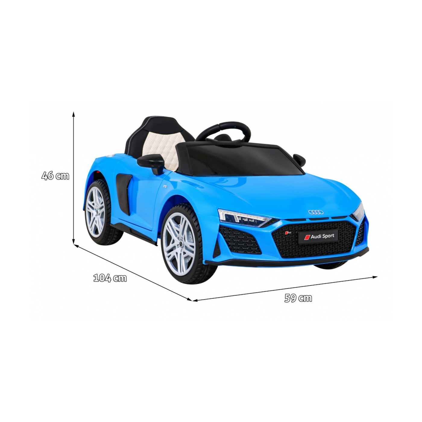 Audi R8 ZVEDACÍ baterie do auta modrá + dálkové ovládání EVA kola + MP3 + LED