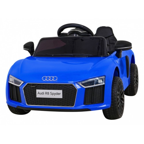 Dětská baterie Audi R8 modrá + dálkové ovládání + EVA + pomalý start + MP3 LED