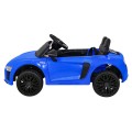 Dětská baterie Audi R8 modrá + dálkové ovládání + EVA + pomalý start + MP3 LED