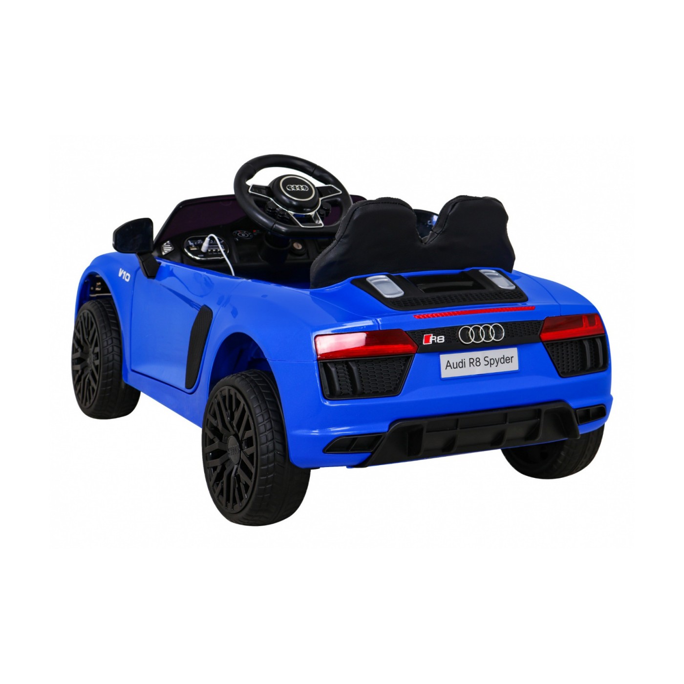 Dětská baterie Audi R8 modrá + dálkové ovládání + EVA + pomalý start + MP3 LED