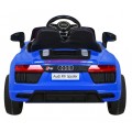 Dětská baterie Audi R8 modrá + dálkové ovládání + EVA + pomalý start + MP3 LED