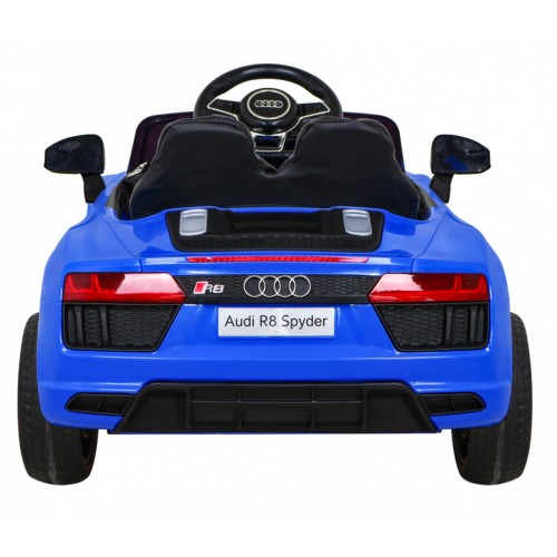 Dětská baterie Audi R8 modrá + dálkové ovládání + EVA + pomalý start + MP3 LED