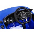 Dětská baterie Audi R8 modrá + dálkové ovládání + EVA + pomalý start + MP3 LED