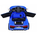 Dětská baterie Audi R8 modrá + dálkové ovládání + EVA + pomalý start + MP3 LED
