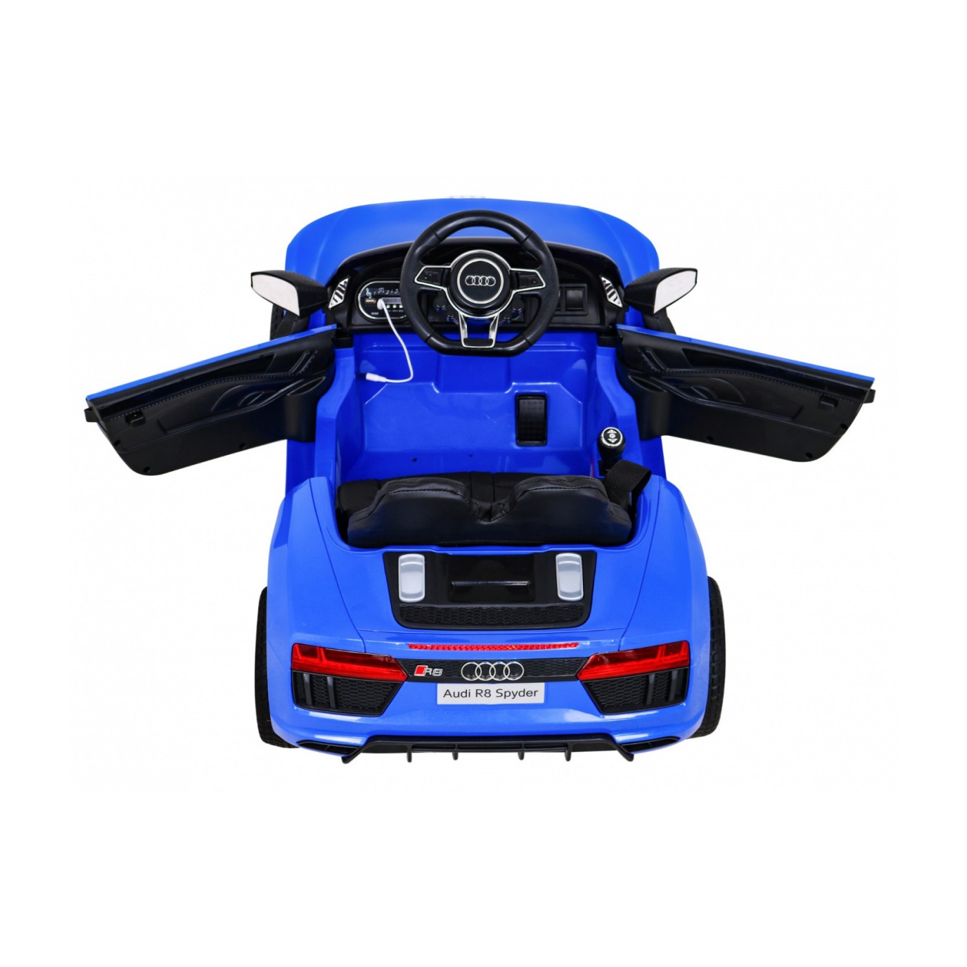 Dětská baterie Audi R8 modrá + dálkové ovládání + EVA + pomalý start + MP3 LED