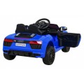 Dětská baterie Audi R8 modrá + dálkové ovládání + EVA + pomalý start + MP3 LED