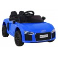 Dětská baterie Audi R8 modrá + dálkové ovládání + EVA + pomalý start + MP3 LED