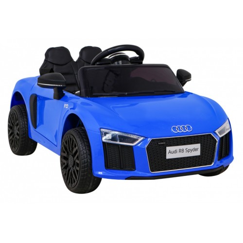 Dětská baterie Audi R8 modrá + dálkové ovládání + EVA + pomalý start + MP3 LED