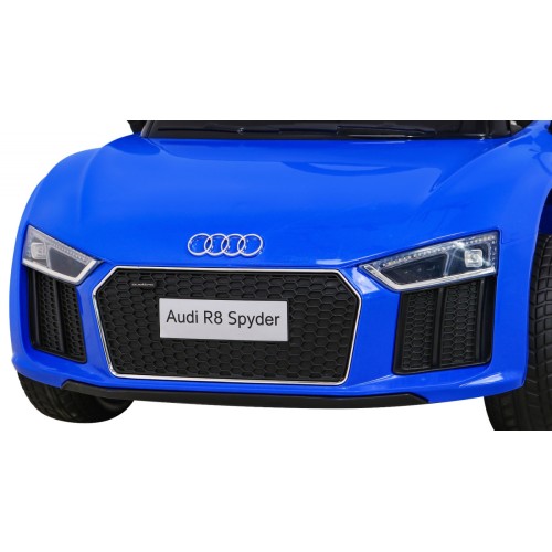 Dětská baterie Audi R8 modrá + dálkové ovládání + EVA + pomalý start + MP3 LED