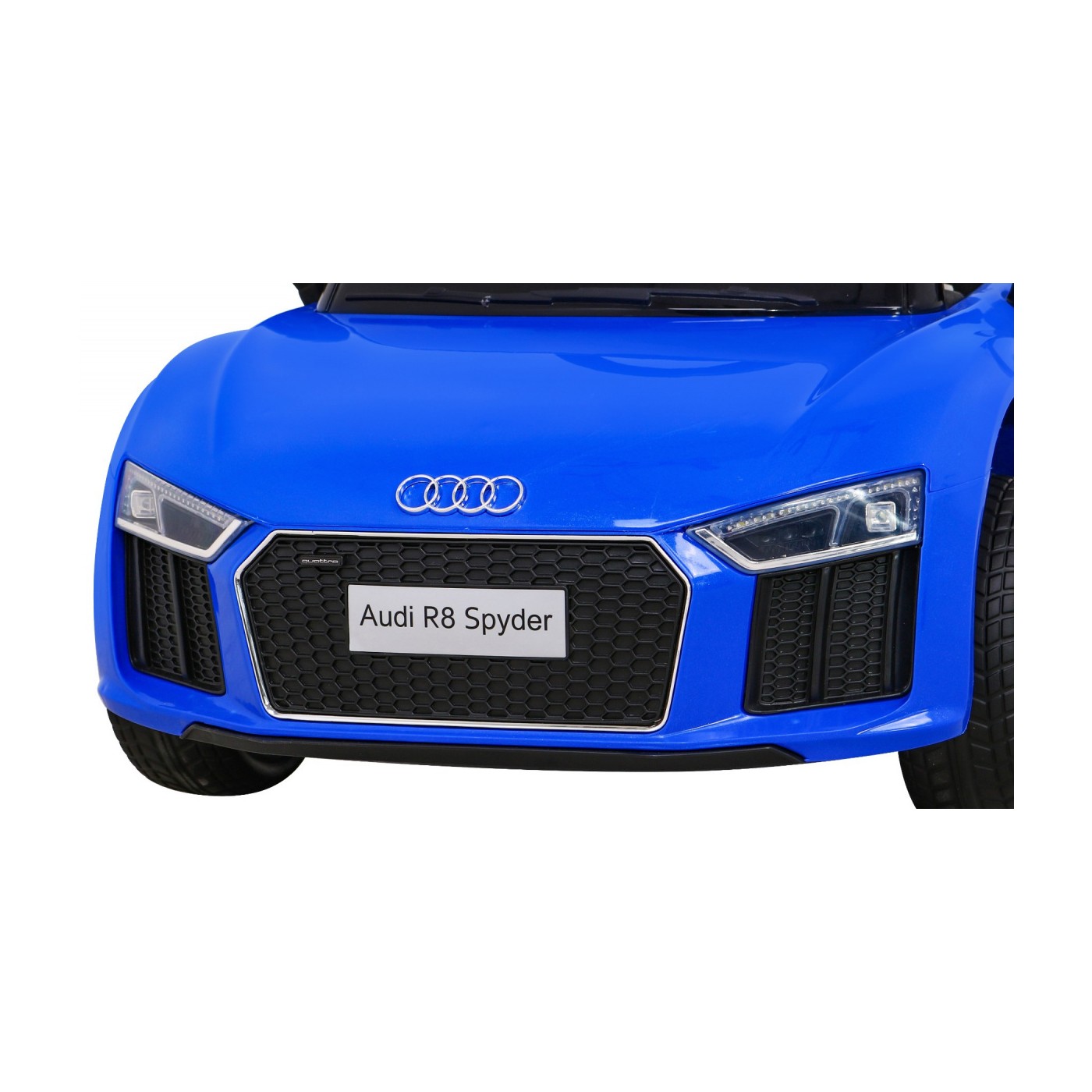 Dětská baterie Audi R8 modrá + dálkové ovládání + EVA + pomalý start + MP3 LED