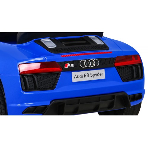 Dětská baterie Audi R8 modrá + dálkové ovládání + EVA + pomalý start + MP3 LED