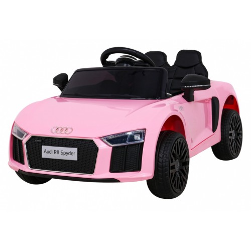 Dětská baterie Audi R8 růžová + dálkové ovládání + EVA + pomalý start + MP3 LED