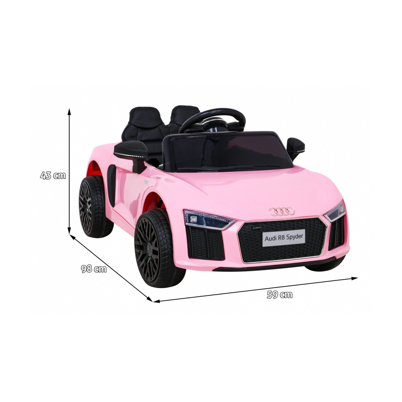 Dětská baterie Audi R8 růžová + dálkové ovládání + EVA + pomalý start + MP3 LED