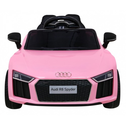 Dětská baterie Audi R8 růžová + dálkové ovládání + EVA + pomalý start + MP3 LED