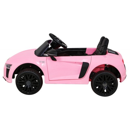 Dětská baterie Audi R8 růžová + dálkové ovládání + EVA + pomalý start + MP3 LED