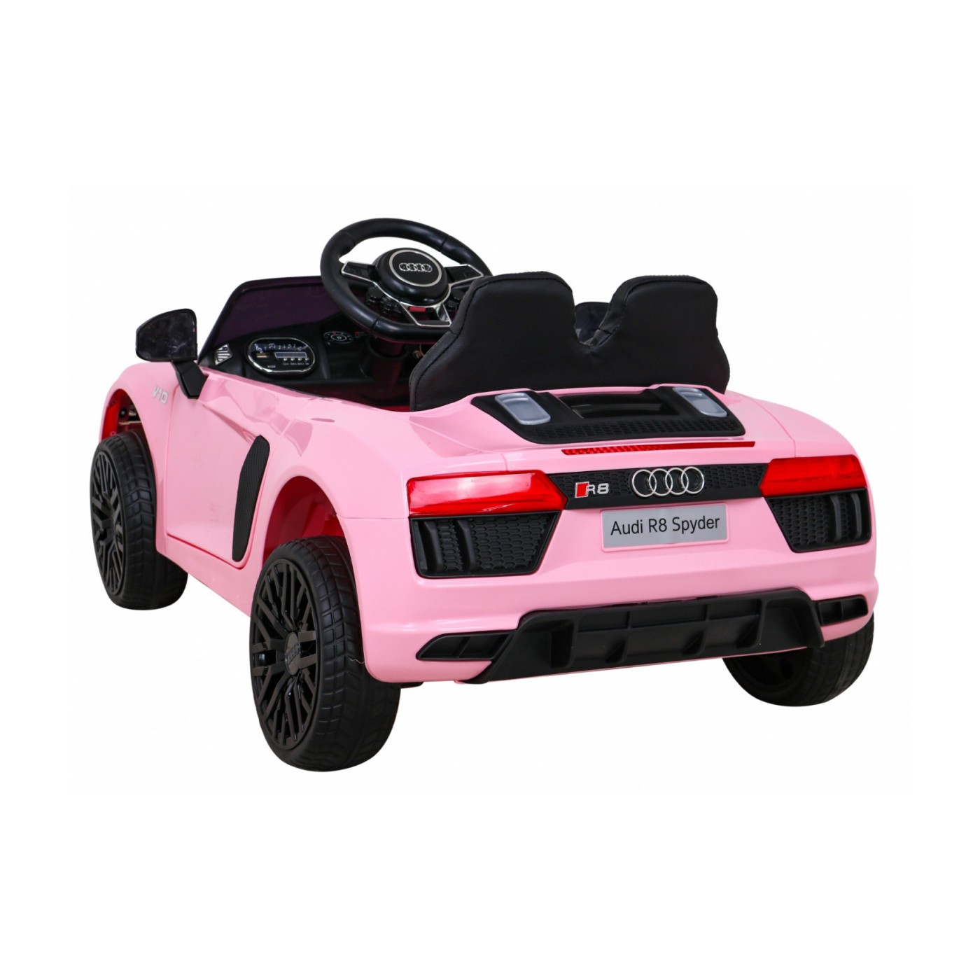 Dětská baterie Audi R8 růžová + dálkové ovládání + EVA + pomalý start + MP3 LED