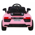 Dětská baterie Audi R8 růžová + dálkové ovládání + EVA + pomalý start + MP3 LED