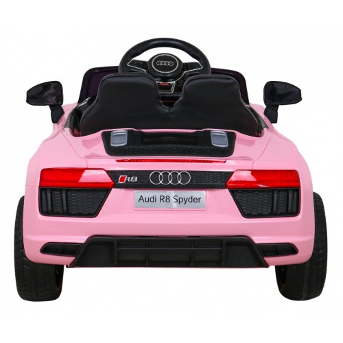 Dětská baterie Audi R8 růžová + dálkové ovládání + EVA + pomalý start + MP3 LED