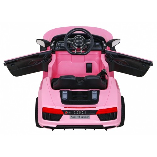 Dětská baterie Audi R8 růžová + dálkové ovládání + EVA + pomalý start + MP3 LED