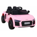 Dětská baterie Audi R8 růžová + dálkové ovládání + EVA + pomalý start + MP3 LED