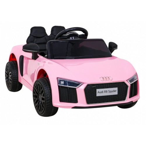 Dětská baterie Audi R8 růžová + dálkové ovládání + EVA + pomalý start + MP3 LED
