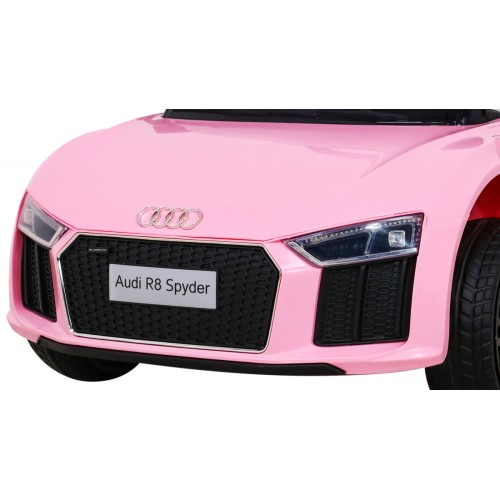 Dětská baterie Audi R8 růžová + dálkové ovládání + EVA + pomalý start + MP3 LED