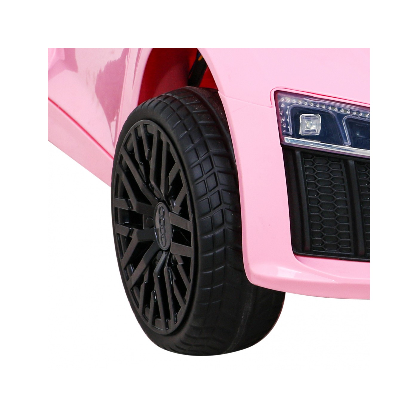 Dětská baterie Audi R8 růžová + dálkové ovládání + EVA + pomalý start + MP3 LED