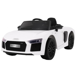 Bateriově napájené bílé Audi R8 Spyder + dálkové ovládání + EVA + pomalý start + rádio MP3 + LED