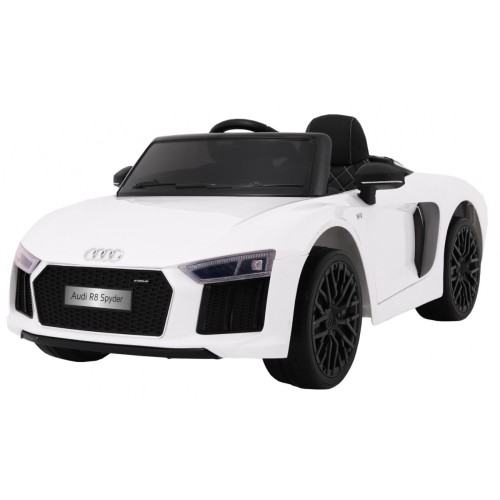 Bateriově napájené bílé Audi R8 Spyder + dálkové ovládání + EVA + pomalý start + rádio MP3 + LED