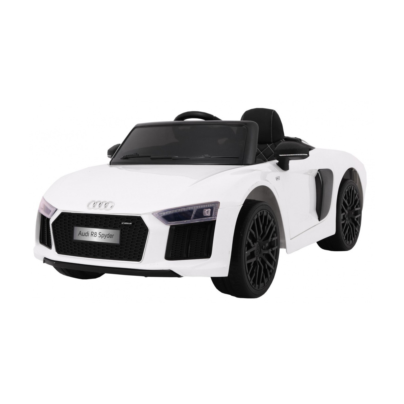 Bateriově napájené bílé Audi R8 Spyder + dálkové ovládání + EVA + pomalý start + rádio MP3 + LED