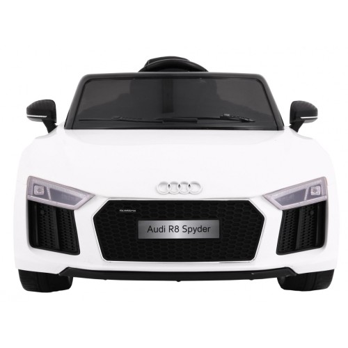 Bateriově napájené bílé Audi R8 Spyder + dálkové ovládání + EVA + pomalý start + rádio MP3 + LED
