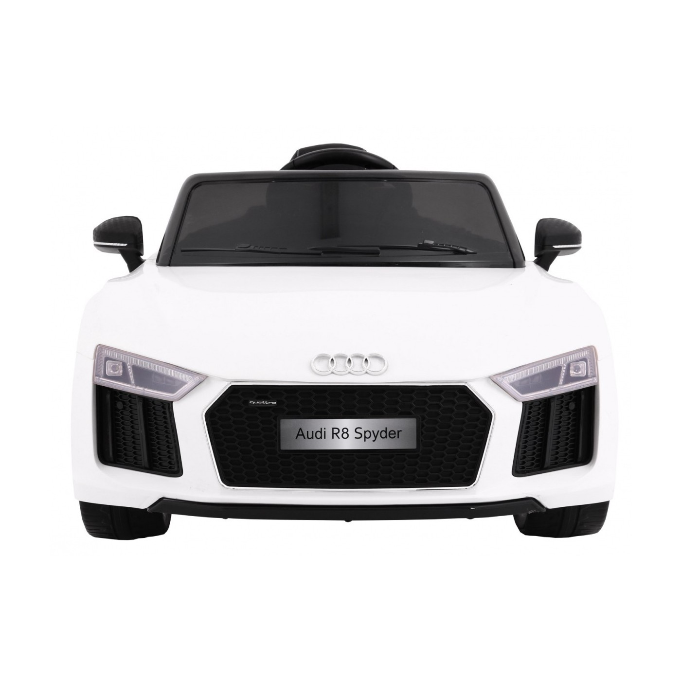 Bateriově napájené bílé Audi R8 Spyder + dálkové ovládání + EVA + pomalý start + rádio MP3 + LED