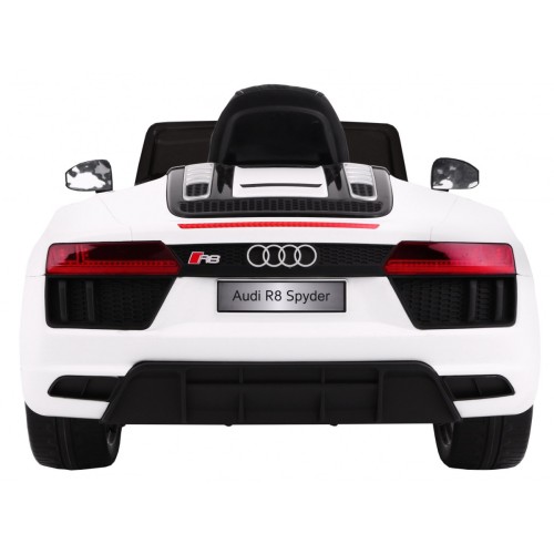 Bateriově napájené bílé Audi R8 Spyder + dálkové ovládání + EVA + pomalý start + rádio MP3 + LED