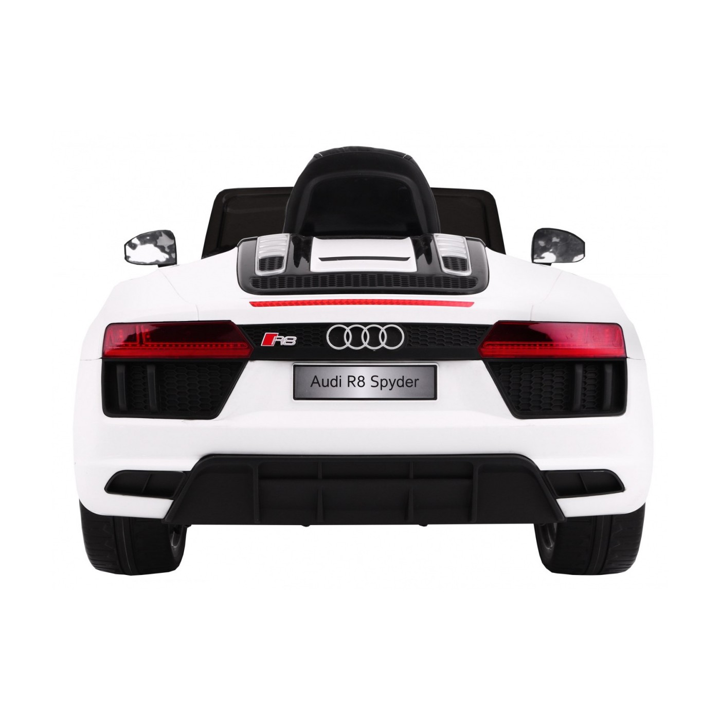 Bateriově napájené bílé Audi R8 Spyder + dálkové ovládání + EVA + pomalý start + rádio MP3 + LED