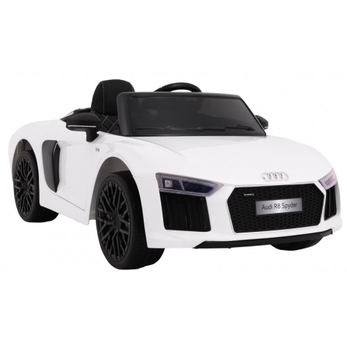 Bateriově napájené bílé Audi R8 Spyder + dálkové ovládání + EVA + pomalý start + rádio MP3 + LED