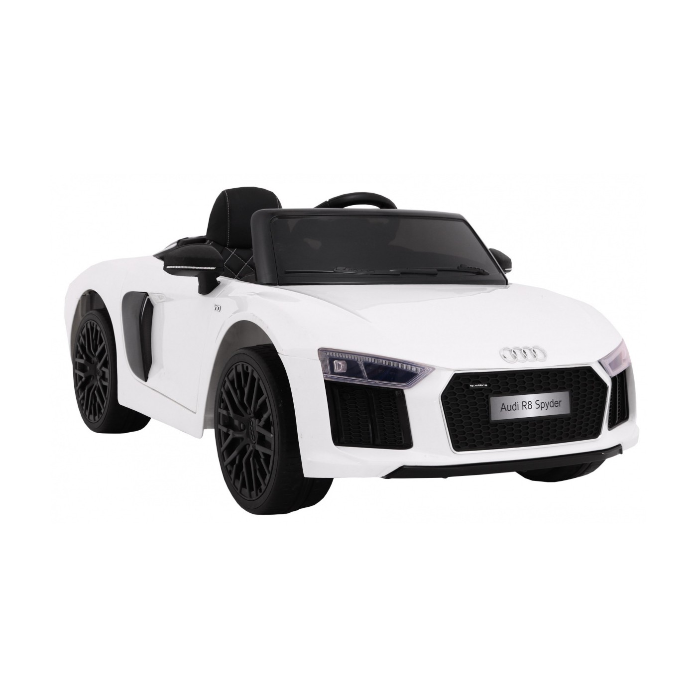 Bateriově napájené bílé Audi R8 Spyder + dálkové ovládání + EVA + pomalý start + rádio MP3 + LED