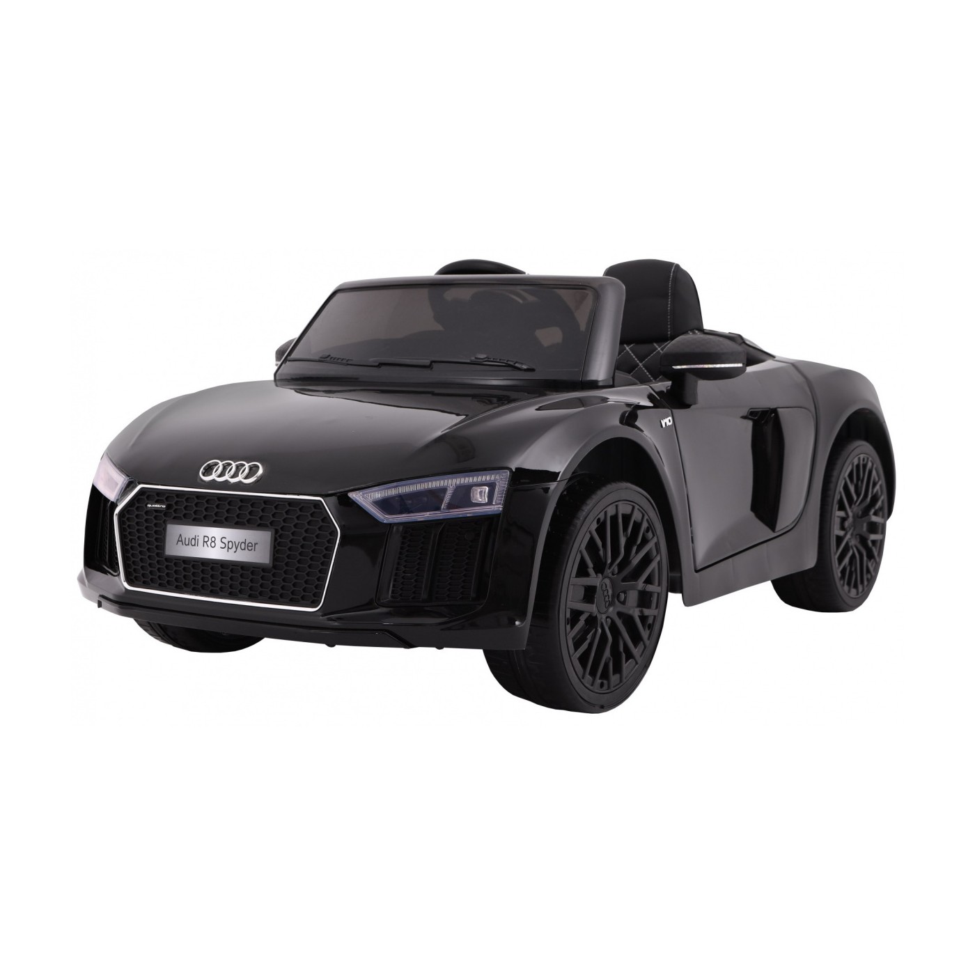 Audi R8 Spyder Bateriový Černý + Dálkové Ovládání + EVA + Pomalý Start + Rádio MP3 + LED