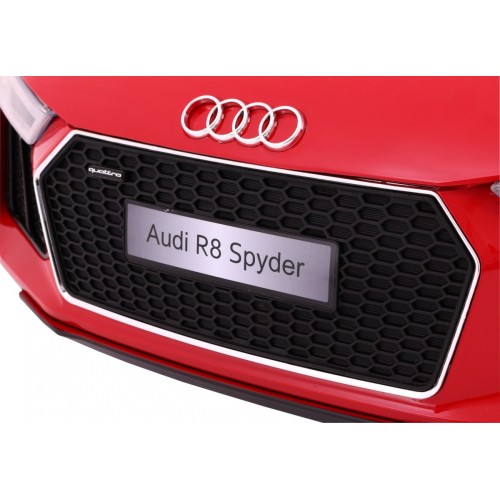 Audi R8 Spyder baterie ovládaná červeně + dálkové ovládání + EVA + pomalý start + MP3 rádio + LED