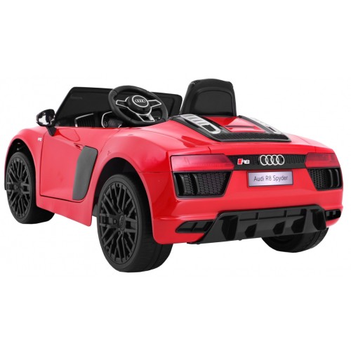 Audi R8 Spyder baterie ovládaná červeně + dálkové ovládání + EVA + pomalý start + MP3 rádio + LED