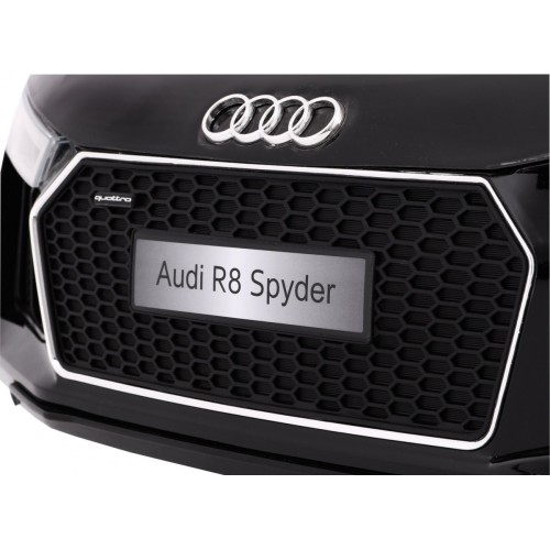 Bateriově napájený lak Audi R8 Spyder černý + dálkové ovládání EVA pomalý start rádio MP3 LED