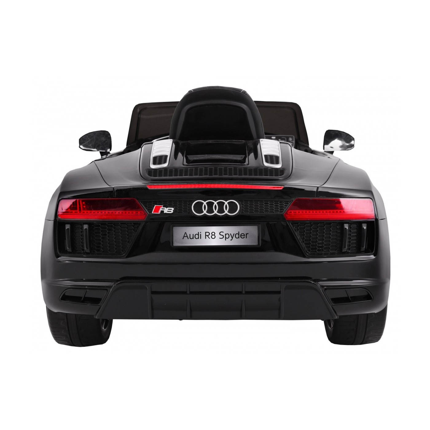 Bateriově napájený lak Audi R8 Spyder černý + dálkové ovládání EVA pomalý start rádio MP3 LED