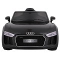 Bateriově napájený lak Audi R8 Spyder černý + dálkové ovládání EVA pomalý start rádio MP3 LED