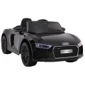 Bateriově napájený lak Audi R8 Spyder černý + dálkové ovládání EVA pomalý start rádio MP3 LED