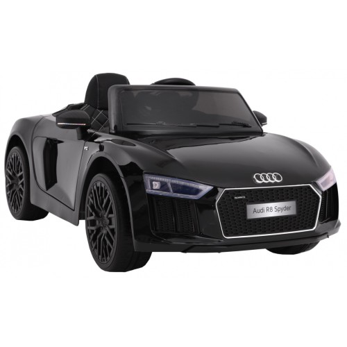 Bateriově napájený lak Audi R8 Spyder černý + dálkové ovládání EVA pomalý start rádio MP3 LED