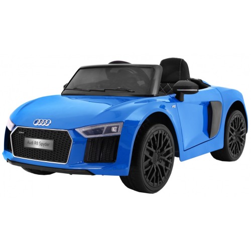 Audi R8 Spyder Bateriově napájený lak modrý dálkový EVA pomalý start rádio MP3 LED