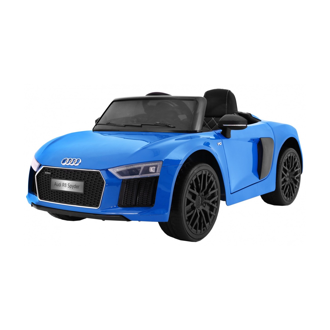 Audi R8 Spyder Bateriově napájený lak modrý dálkový EVA pomalý start rádio MP3 LED