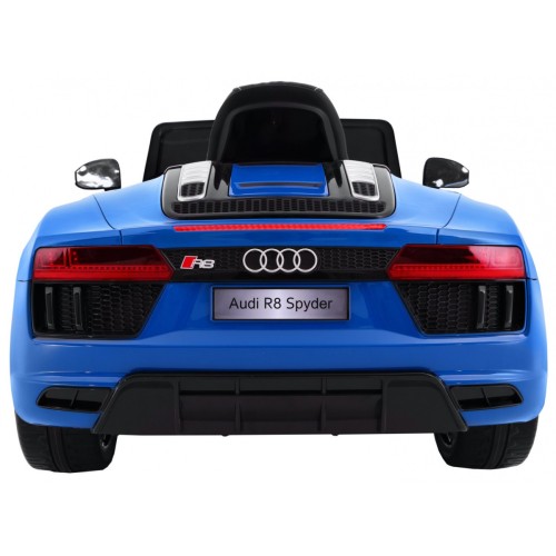 Audi R8 Spyder Bateriově napájený lak modrý dálkový EVA pomalý start rádio MP3 LED