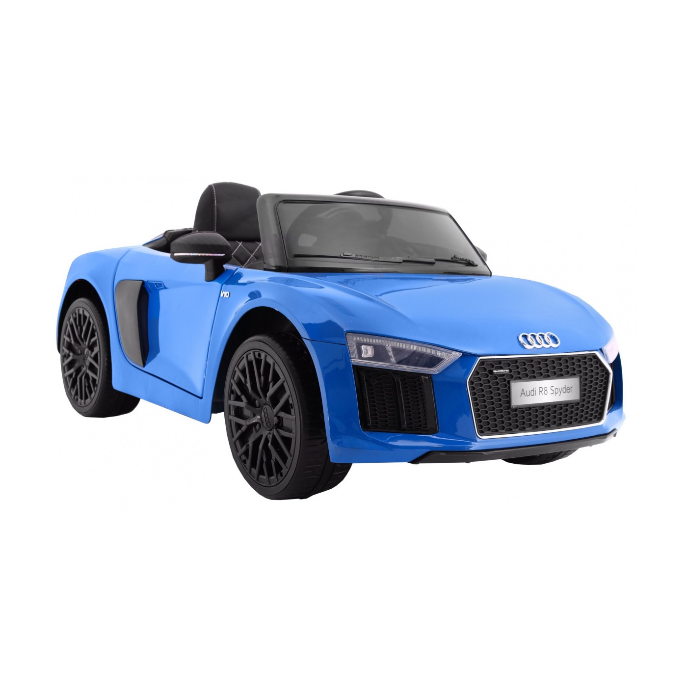 Audi R8 Spyder Bateriově napájený lak modrý dálkový EVA pomalý start rádio MP3 LED